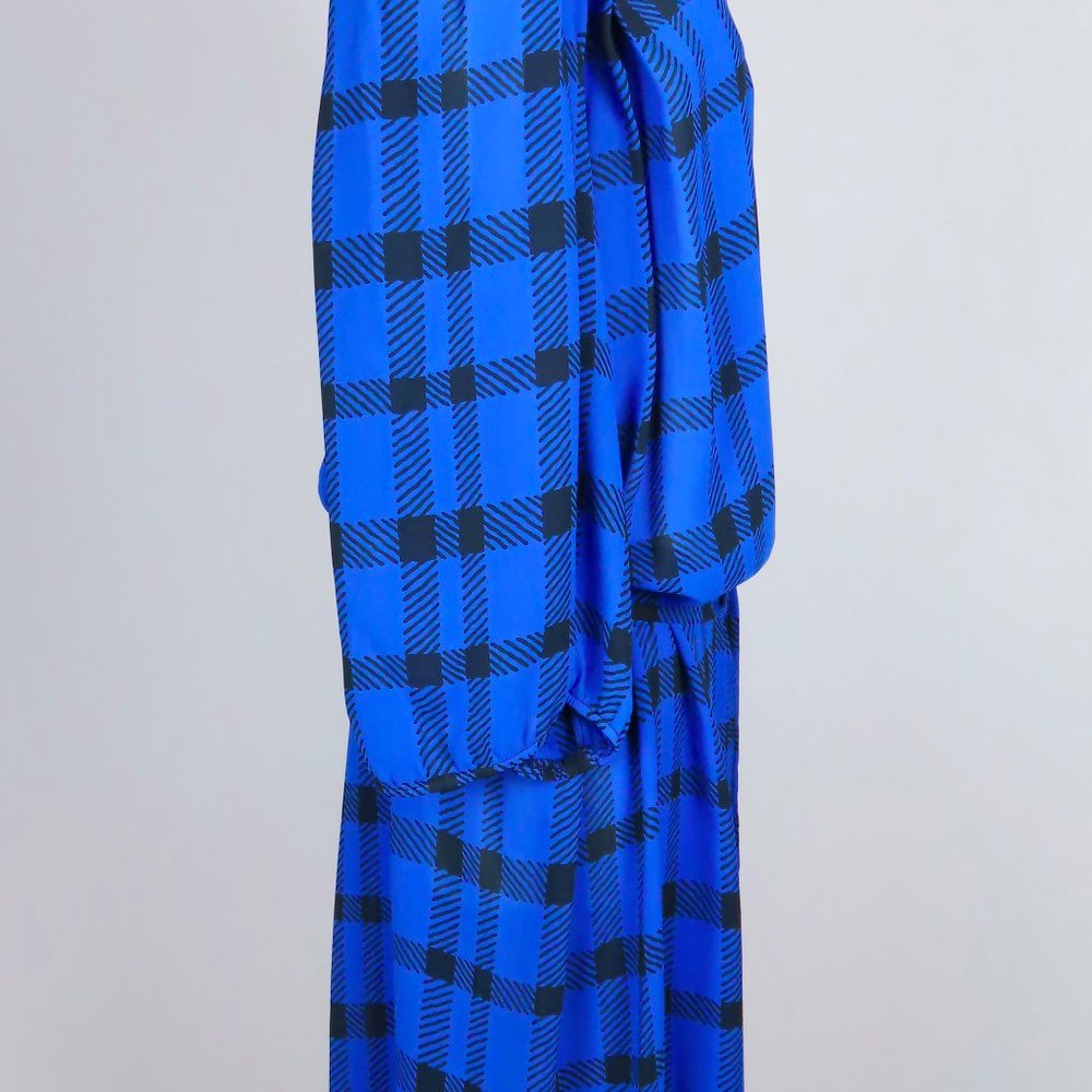 Vintage 80s Blue Black Plaid Dress 2X Plus Size - Picture 9 of 14